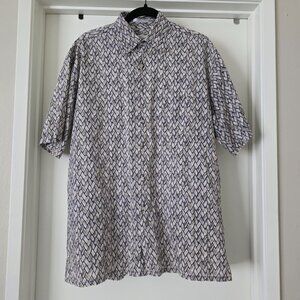 Burma Bibas Shirt 60 Singles Lawn Cotton Geometric Button Up Vintage Men's M L
